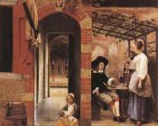 皮特尔 德 胡格 : Drinkers in the Bower